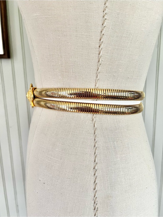Judith Lieber Snake Chain Luminous Ornate Etruscan Style Gold Tone Belt Stamped main image 8